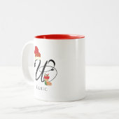 Tasse 2 Couleurs Élégant Monogramme Moderne Lettre Initiale U Noël (Devant gauche)