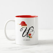 Tasse 2 Couleurs Élégant Monogramme Moderne Lettre Initiale U Noël (Gauche)