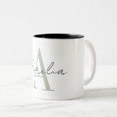 Tasse 2 Couleurs Élégant Monogramme Personnalisé Nom Script Calligr (Devant droit)