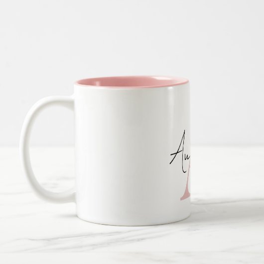 Tasse 2 Couleurs Élégant Monogramme Personnalisé Nom Script Calligr (Gauche)