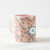Tasse 2 Couleurs Élégant Motif rose froral (Devant gauche)