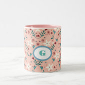Tasse 2 Couleurs Élégant Motif rose froral (Centre)