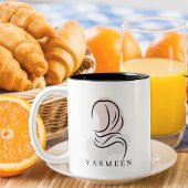 Tasse 2 Couleurs Elegant Name Mug: Minimalist Hijab Line Art,