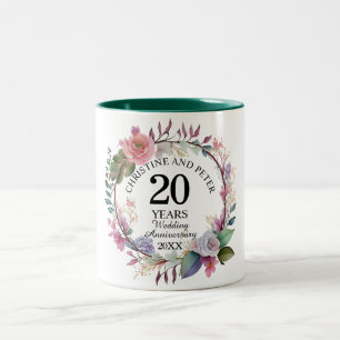 Tasse 2 Couleurs Élégant pour tout mariage (20) Anniversaire floral
