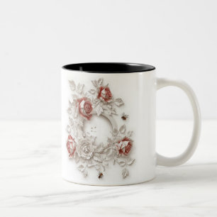 Tasse 2 Couleurs Élégant Rose 3D, abeilles et beauté botanique
