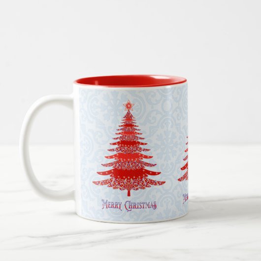 Tasse 2 Couleurs Elégant sapin de Noël Rouge Bleu (Gauche)