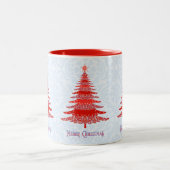 Tasse 2 Couleurs Elégant sapin de Noël Rouge Bleu (Centre)