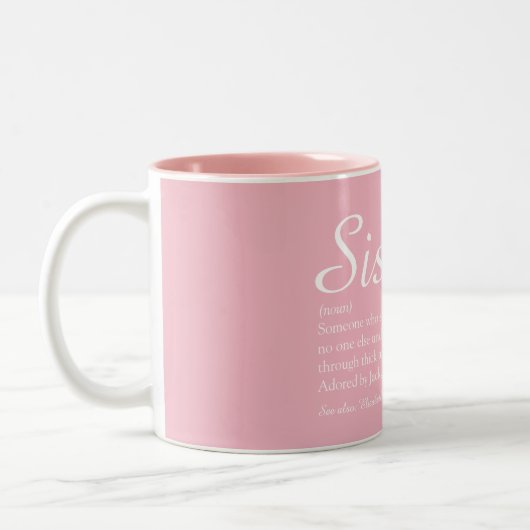 Tasse 2 Couleurs Élégant Script Girly rose Cool définition (Gauche)