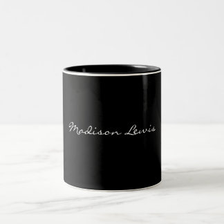 Tasse 2 Couleurs Élégant Script Plaque Noir Nom Calligraphie