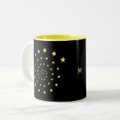 Tasse 2 Couleurs Elégant Stars Spiral sur Black & Monogram (Devant gauche)