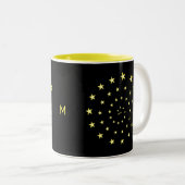 Tasse 2 Couleurs Elégant Stars Spiral sur Black & Monogram (Devant droit)