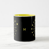 Tasse 2 Couleurs Elégant Stars Spiral sur Black & Monogram (Centre)