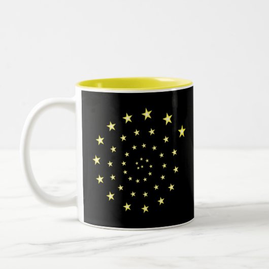 Tasse 2 Couleurs Elégant Stars Spiral sur Black & Monogram (Gauche)