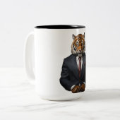 Tasse 2 Couleurs Élégant tigre en costume - Unique (Devant gauche)