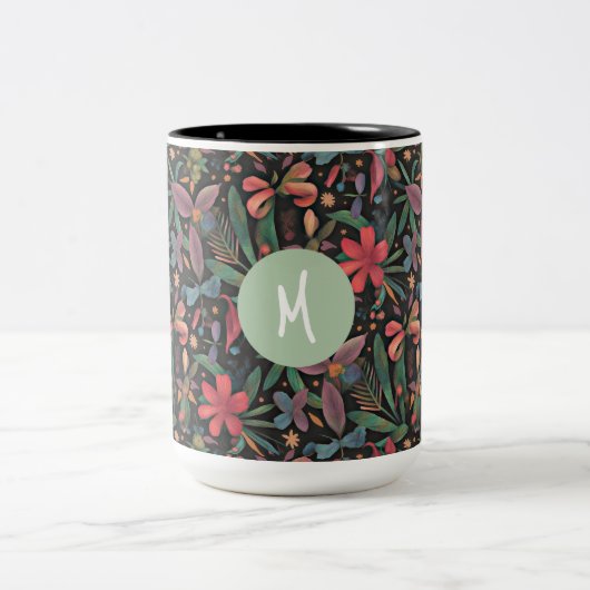Tasse 2 Couleurs Élégant Tropical Floral & Botanique (Centre)