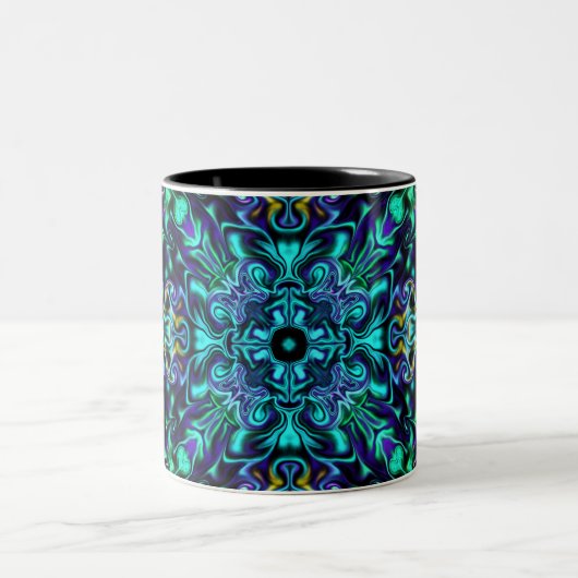 Tasse 2 Couleurs Elégant vert turquoise boho retro design abstrait (Centre)