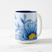 Tasse 2 Couleurs Elégante aquarelle bleue florale (Devant droit)