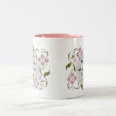 Tasse 2 Couleurs Elégante Feminine Tea Time Fleurs et vignes roses (Centre)