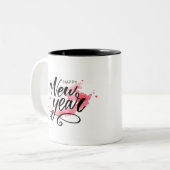 Tasse 2 Couleurs "Élégante joyeuse calligraphie du Nouvel An" (Devant gauche)