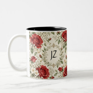 Tasse 2 Couleurs Élégante Poinsettia et Houx de Noël Vintage
