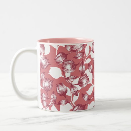 Tasse 2 Couleurs Élégante silhouette de la tulipe rouge (Gauche)