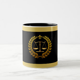 Tasse 2 Couleurs Élégantes balances de justice noires et dorées pou