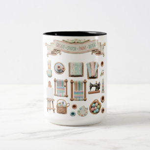 Tasse 2 Couleurs Éléments d'arts, d'artisanat et de couture mignons