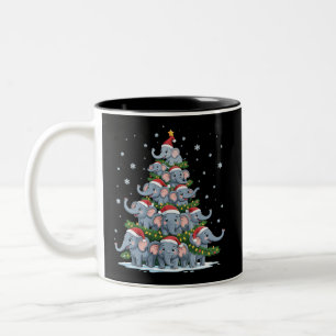 Tasse 2 Couleurs Éléphant Arbre de Noël Drôle Éléphant Mignon
