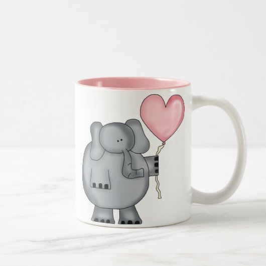 Tasse 2 Couleurs Éléphant avec le ballon de coeur (Droit)