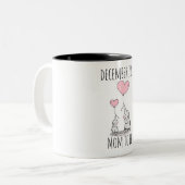 Tasse 2 Couleurs Éléphant cœur date future maman (Devant gauche)