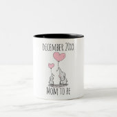 Tasse 2 Couleurs Éléphant cœur date future maman (Centre)