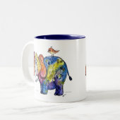 Tasse 2 Couleurs Eléphant couleur blanc mignon (Devant gauche)