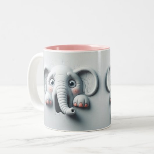 Tasse 2 Couleurs Eléphant effrayé 3D Animaux amusants (Devant gauche)
