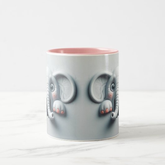 Tasse 2 Couleurs Eléphant effrayé 3D Animaux amusants (Centre)