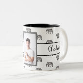 Tasse 2 Couleurs Elephant Geometry Graduate Photo noir et blanc (Devant droit)