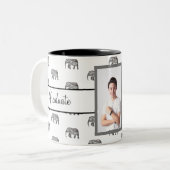 Tasse 2 Couleurs Elephant Geometry Graduate Photo noir et blanc (Devant gauche)