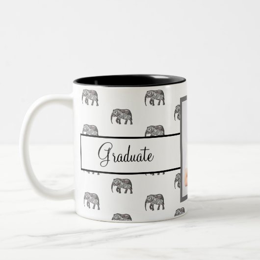 Tasse 2 Couleurs Elephant Geometry Graduate Photo noir et blanc (Gauche)
