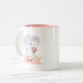 Tasse 2 Couleurs Eléphant mignon personnalisé (Devant gauche)