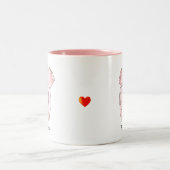 Tasse 2 Couleurs Eléphant rose mignon tenant un coeur (Centre)