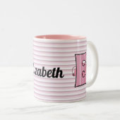 Tasse 2 Couleurs Eléphant rose Monogrammé E Kid's (Devant droit)