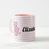 Tasse 2 Couleurs Eléphant rose Monogrammé E Kid's (Devant gauche)