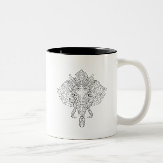 Tasse 2 Couleurs Éléphant Zendoodle principal (Droit)