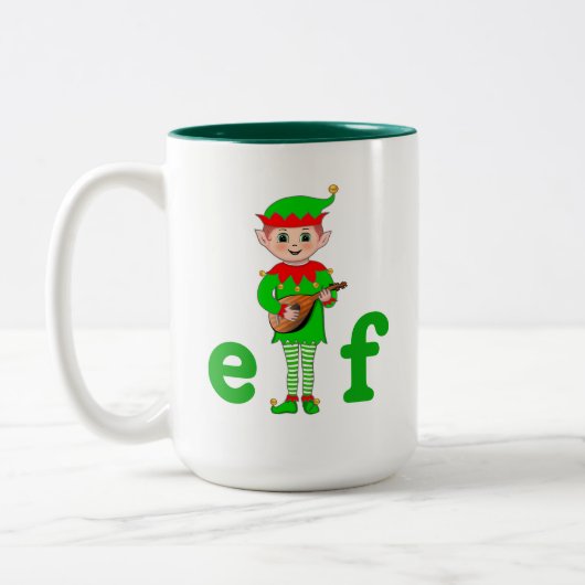 Tasse 2 Couleurs Elf musical de Noël moderne (Gauche)