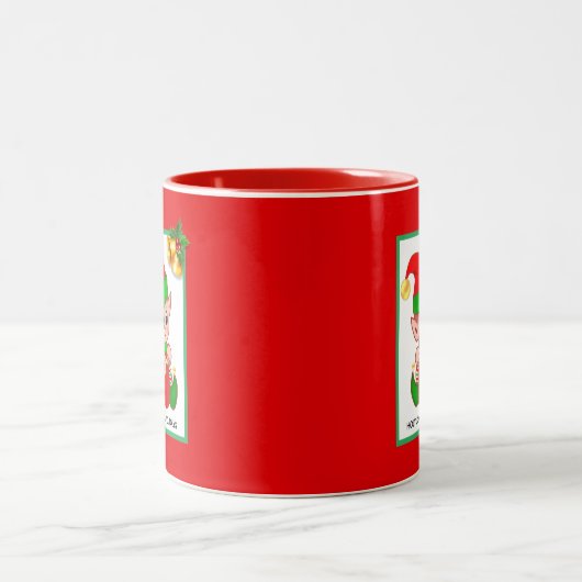 Tasse 2 Couleurs Elfe de Noël en rouge (Centre)