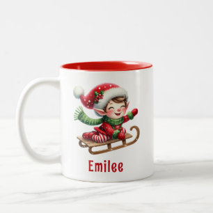 Tasse 2 Couleurs Elfe de Noël personnalisé