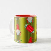 Tasse 2 Couleurs Elfes de Noël Whimsical mignon vert (Devant gauche)