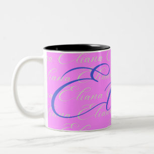 Tasse 2 Couleurs Eliana Motif de noms répétitifs
