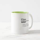 Tasse 2 Couleurs Elias, Garçon Personnalisé Nom Définition (Devant droit)