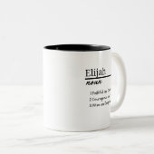 Tasse 2 Couleurs Elijah, Garçon Nom Personnalisé Définition (Devant droit)