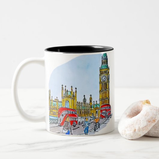 Tasse 2 Couleurs Elizabeth Tower, alias Big Ben (Avec donut)